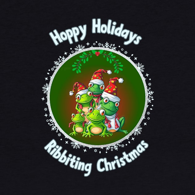 Hoppy Holidays: Frogs in Festive Hats by DaShirtXpert